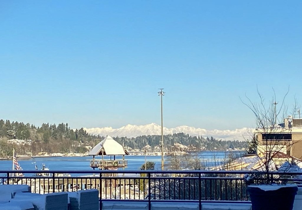 view of snowy Olympic Mountains at Harbor Heights 55+ Community, Olympia, WA