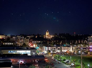 Night sky view of the Capitol Campus  at Harbor Heights 55+ Community, Olympia, WA, 98501