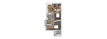 a floor plan of a bedroom apartment with a bathroom and a living room