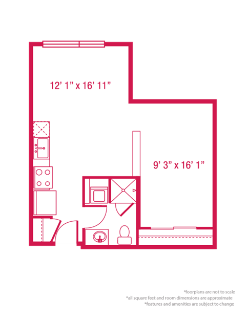 1 bedroom 1 bath Floor plan  at ArtHouse, Seattle, WA, 98121