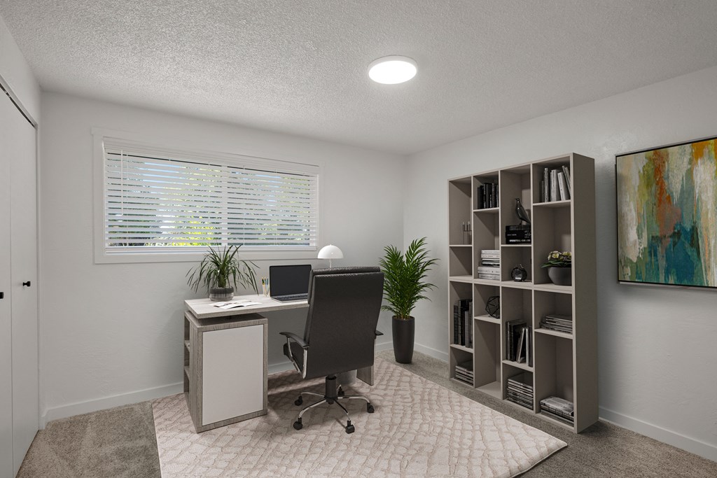 an office with a desk and a computer at Chalet, Springfield, OR, 97477