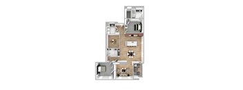 a floor plan of a house with a wood floor
