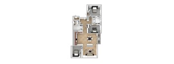 a floor plan of a house with a bedroom and a living room