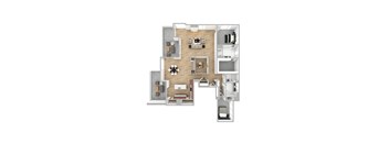 a floor plan of a house with a bedroom and a living room