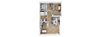 a rendering of our 1 bedroom apartment at princeton court apartments in dallas