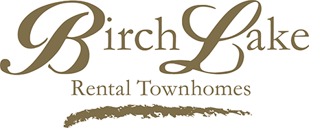 A logo for Birch Lake Rental Townhomes.