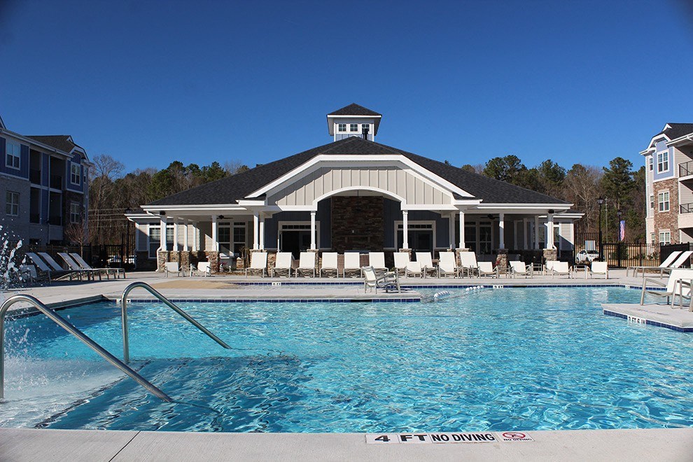 Pool area and Clubhouse at The Retreat at Sumter Apartments, Sumter, South Carolina