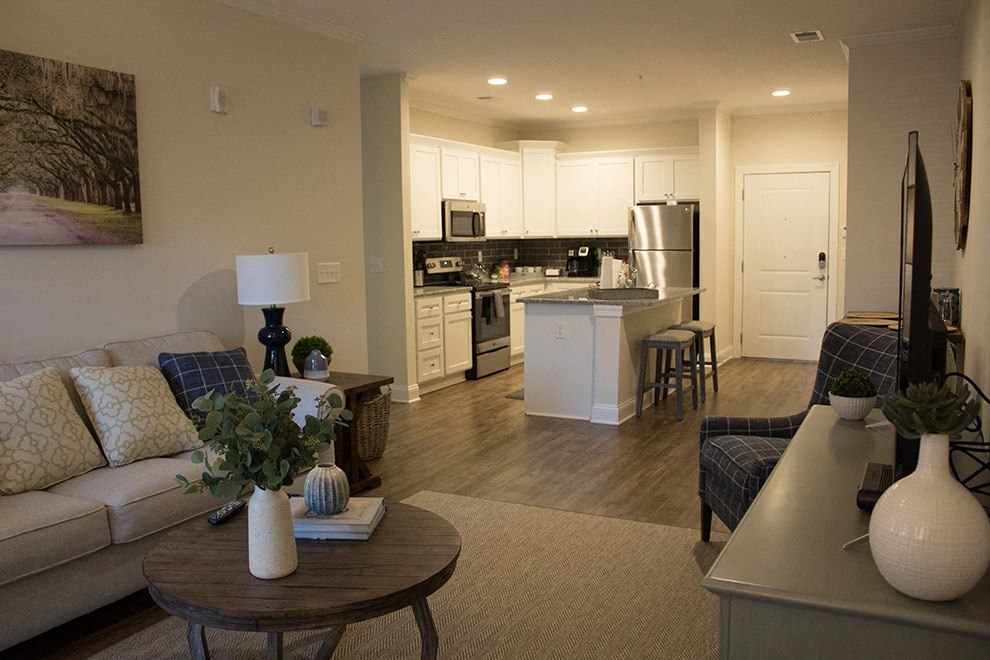 Living room decor at The Retreat at Sumter Apartments, South Carolina