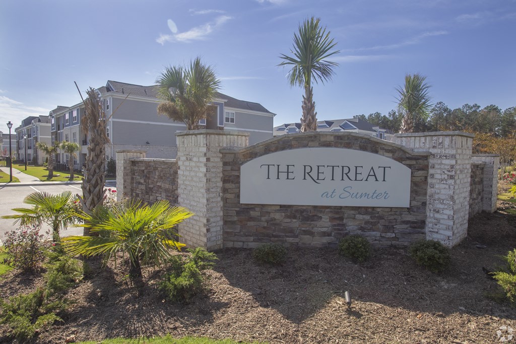 an image of the retreat at sunset sign at the front of the property at The Retreat at Sumter, Sumter, South Carolina