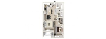 1 bedroom 3d floor plan at the Retreat at Sumter in Sumter NC