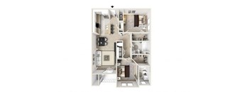 a floor plan with a bedroom and a living room  at The Retreat at Sumter, Sumter, SC