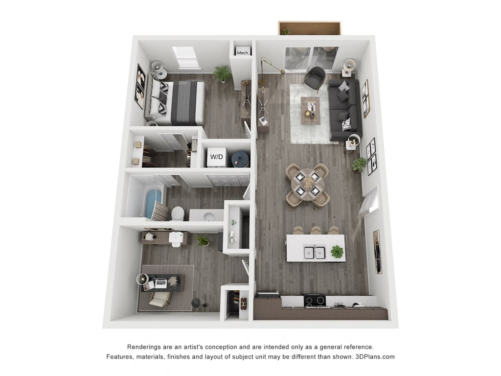 a 1 bedroom floor plan  apartments