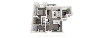 a 1 bedroom floorplan is shown with an open