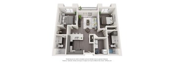 a 1 bedroom floorplan is shown in this rendering