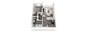 a stylized floor plan of a 1 bedroom192 sq ft