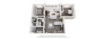 a 1 bedroom floorplan is shown with a bedroom and living room