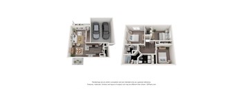 a stylized floor plan of a 1 bedroom apartment