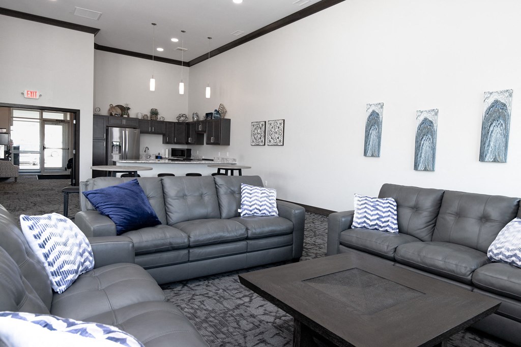 a living room with couches and a coffee table