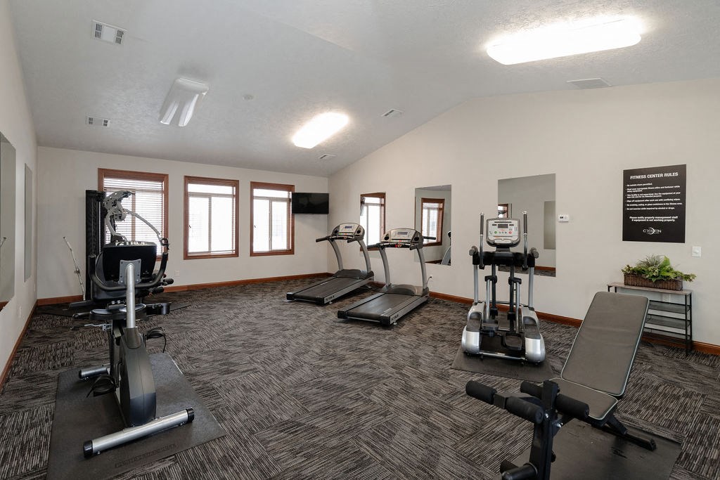 the gym in our apartments has plenty of exercise equipment