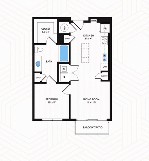 A1-ALT Floor Plan at Los Altos Trinity Green Apartments, Barvin Management, Dallas, TX