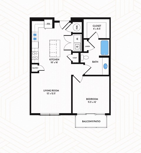 A2-ALT Floor Plan at Los Altos Trinity Green Apartments, Barvin Management, Dallas, TX