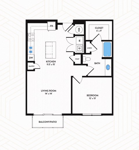 A3-ALT Floor Plan at Los Altos Trinity Green Apartments, Barvin Management, Dallas, TX
