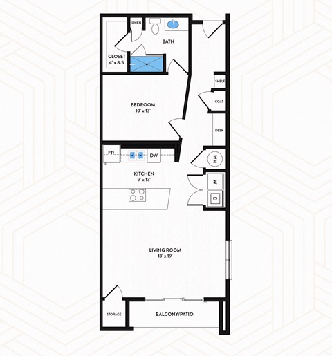 A4 Floor Plan at Los Altos Trinity Green Apartments, Barvin Management, Dallas, TX