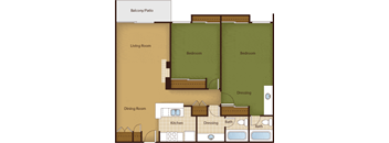 B3 Floor Plan at Park at Voss Apartments, The Barvin Group, Houston, Texas