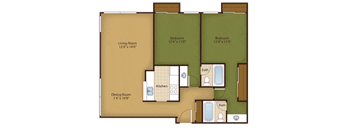 B4 Floor plan at Park at Voss Apartments, The Barvin Group, Houston, Texas