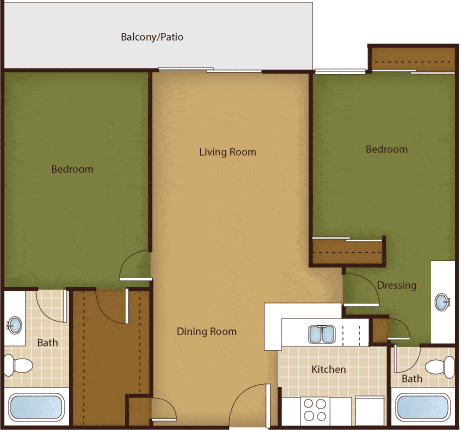 B1 Floor Plan at Park at Voss Apartments, The Barvin Group, Houston, Texas