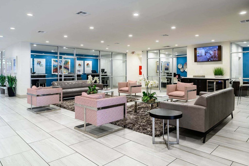 Posh Resident Lounge at Park at Voss Apartments, The Barvin Group, Houston, Texas