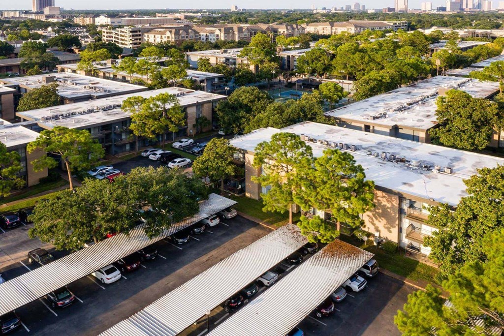 Aerial Exterior View at Park at Voss Apartments, The Barvin Group, Houston, Texas