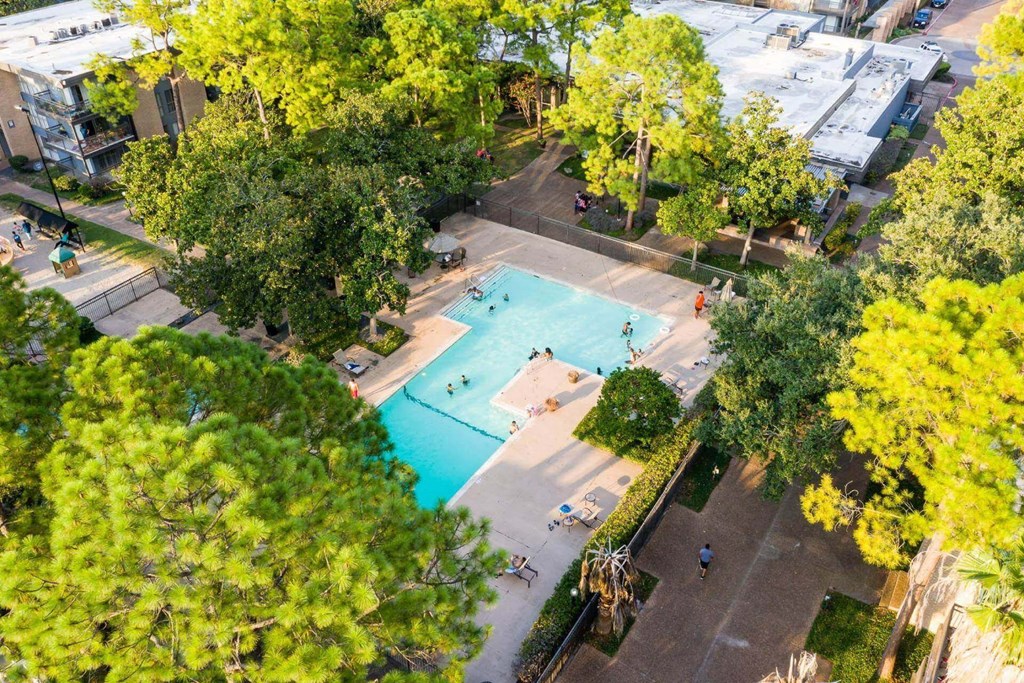 Aerial View Of Pool at Park at Voss Apartments, The Barvin Group, Houston, 77057