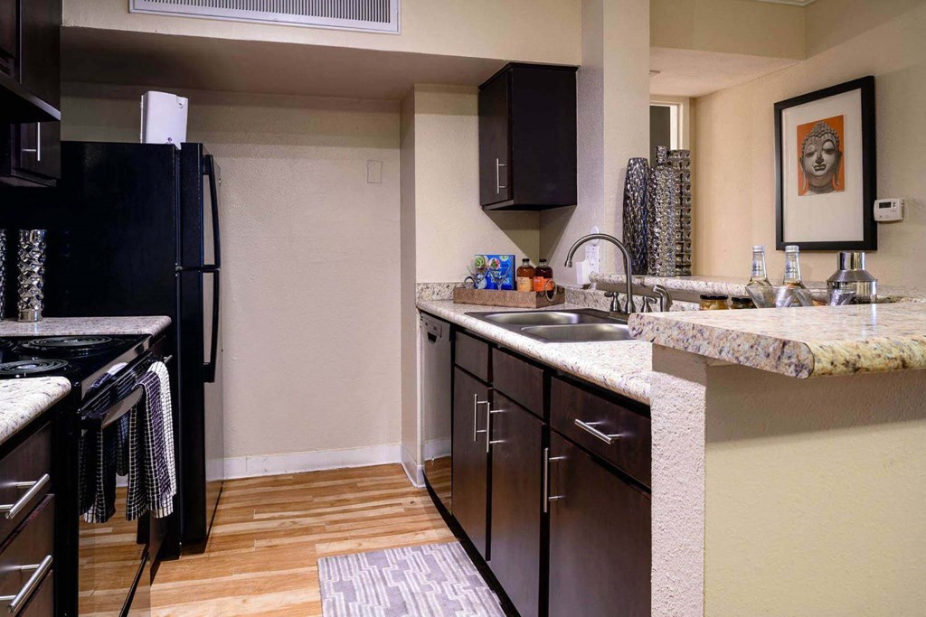 Fully Equipped Kitchen at Park at Voss Apartments, The Barvin Group, Houston, TX, 77057