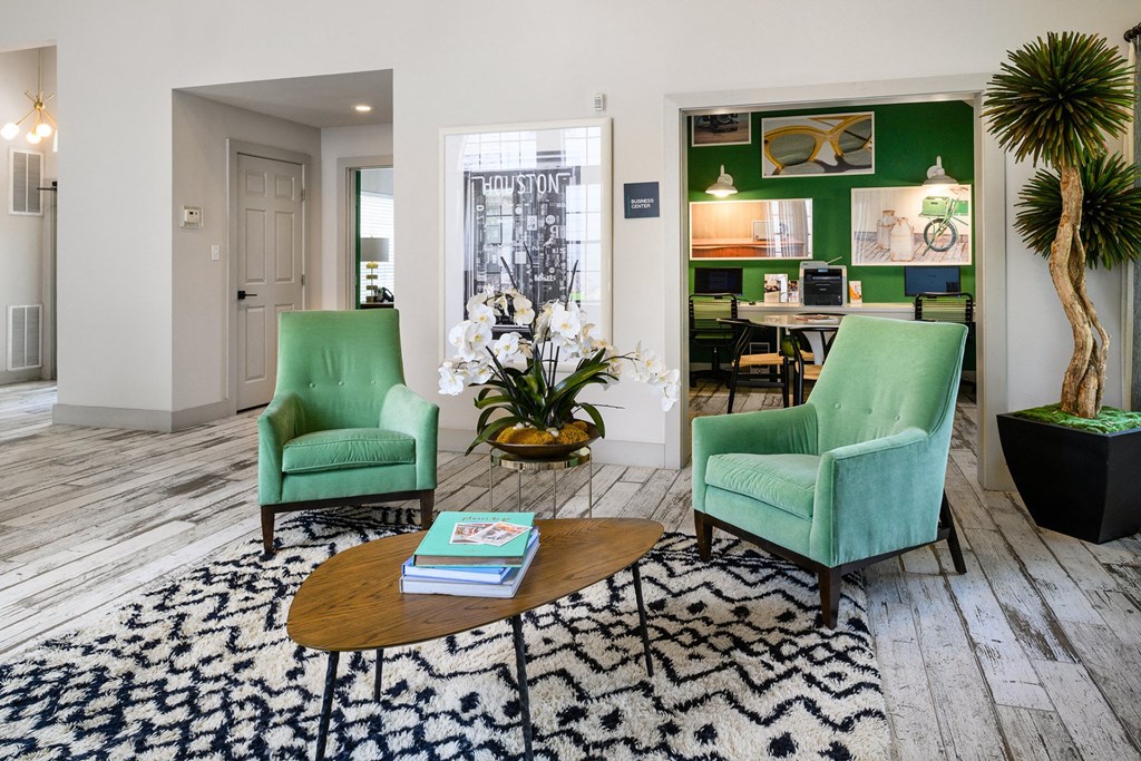 Living room at The Grove at White Oak Apartments, The Barvin Group, Texas, 77008