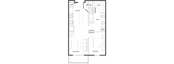 A2 Floor Plan at Rivera on Broadway Apartments, Barvin Management, San Antonio, TX