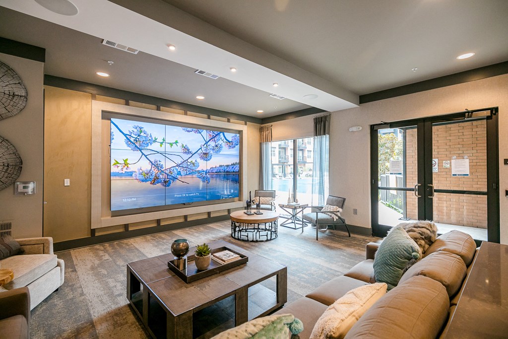 a living room with a couch and a coffee table