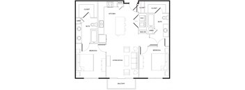 B1 Floor Plan at Rivera on Broadway Apartments, Barvin Management, San Antonio, TX
