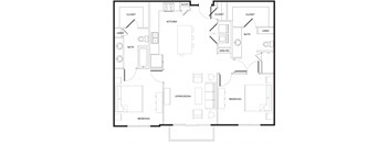 B3 Floor Plan at Rivera on Broadway Apartments, Barvin Management, San Antonio, TX