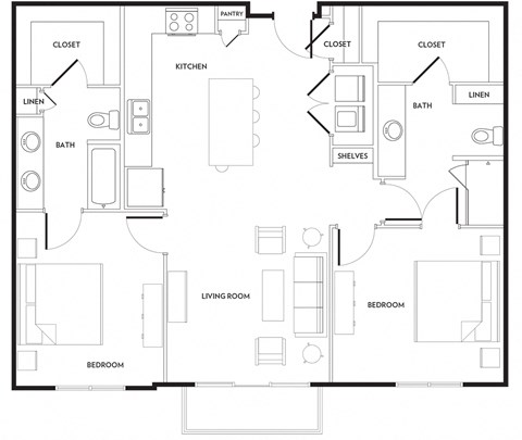 B3 Floor Plan at Rivera on Broadway Apartments, Barvin Management, San Antonio, TX