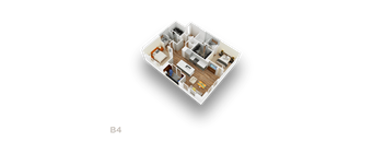A 3D image of a house layout with the label B4.