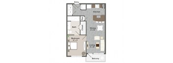 A1 Barber  666 Sq. ft Floor Plan at Revl Heights Apartments, The Barvin Group, Houston, TX