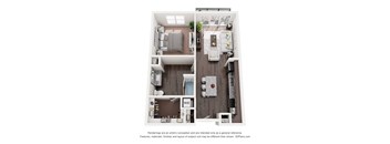 A7 Floor Plan at Rivera on Broadway Apartments, Barvin Management, San Antonio, TX