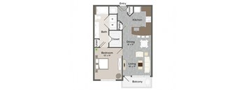 A2 Boulevard 711 Sq. ft Floor Plan at Revl Heights at Woodland Park  Apartments, The Barvin Group, Houston, 77009