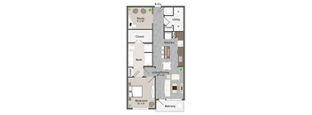 A4 Cooley 842 Sq. ft Floor Plan at Revl Heights Apartments, The Barvin Group, Texas, 77009