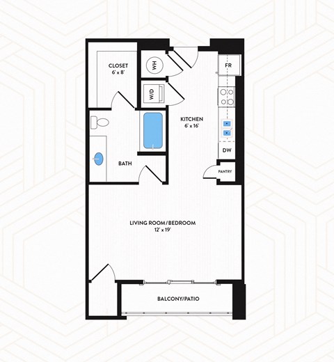 S1 Floor Plan at Los Altos Trinity Green Apartments, Barvin Management, Dallas, TX