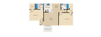 B2 900 Sq.Ft. Floor Plan at The Daphne Apartments, The Barvin Group, Texas, 77054