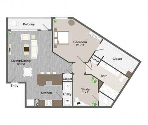 A11 Marmion 1001 Sq. ft Floor Plan at Revl Heights, The Barvin Group, Houston