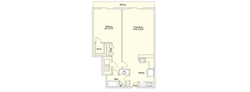 A1 863 Sq.Ft. Floor Plan at Memorial Towers Apartments, The Barvin Group, Houston, Texas