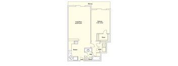 A2 882 Sq.Ft. Floor Plan at Memorial Towers Apartments, The Barvin Group, Houston
